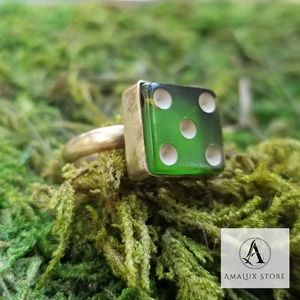 Vintage Green Dice Ring